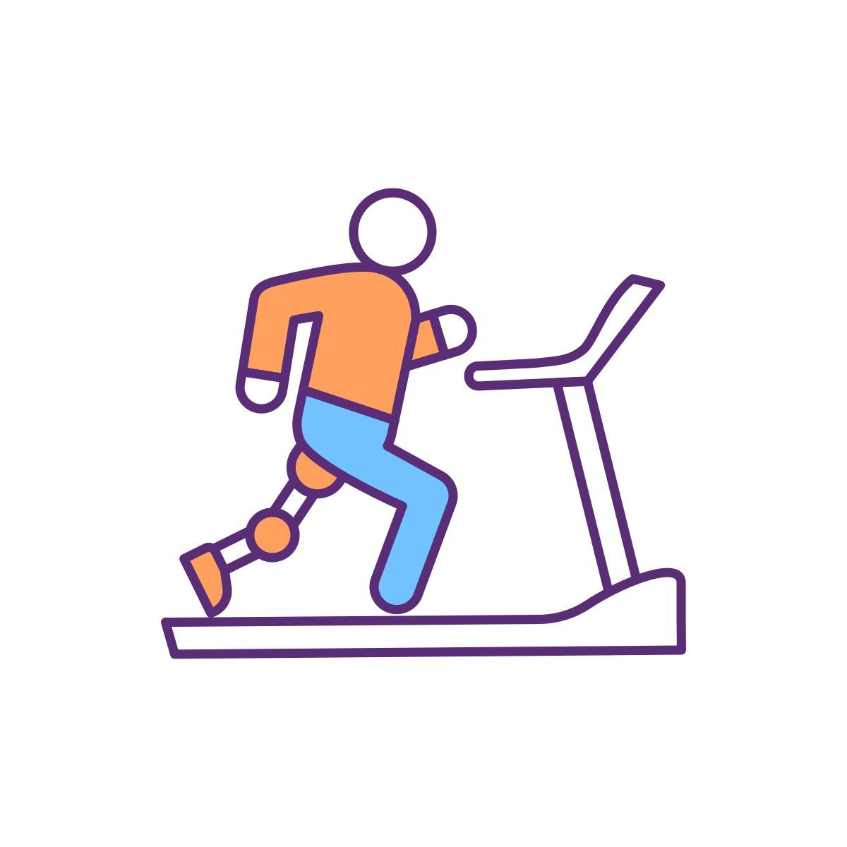 treadmill training with prosthetic lower limb icon