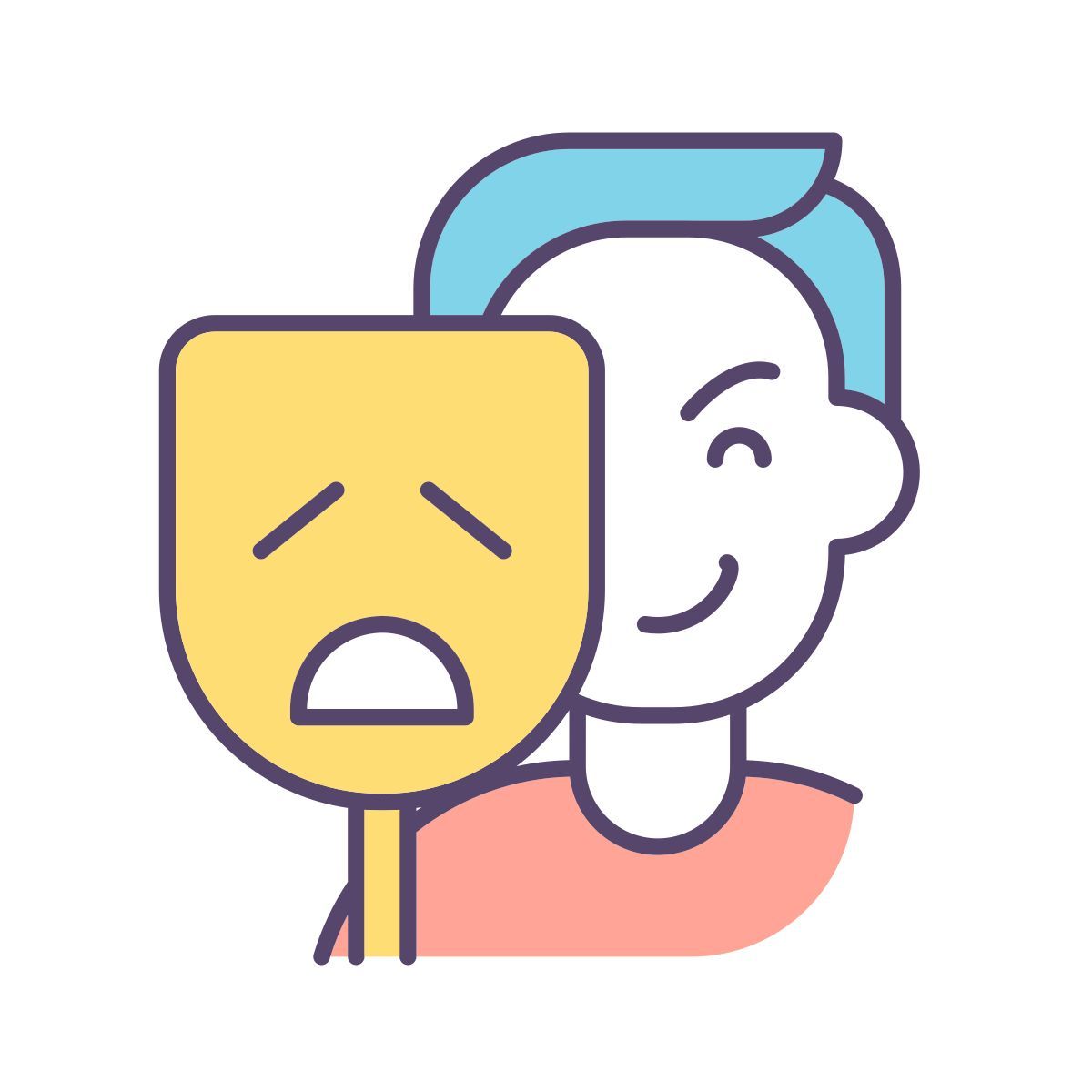 two faced manipulator with dramatic statements icon