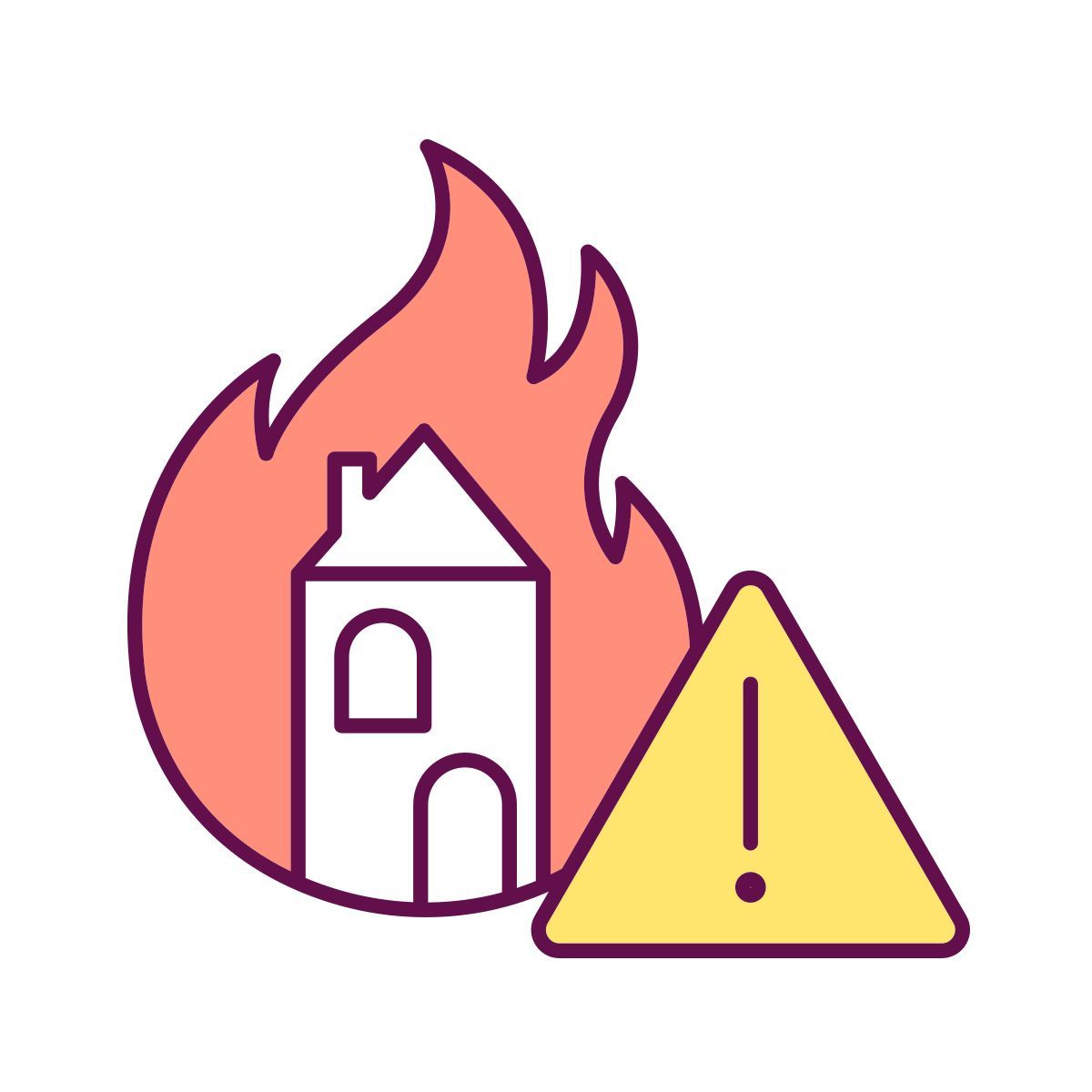 warning about flame danger icon