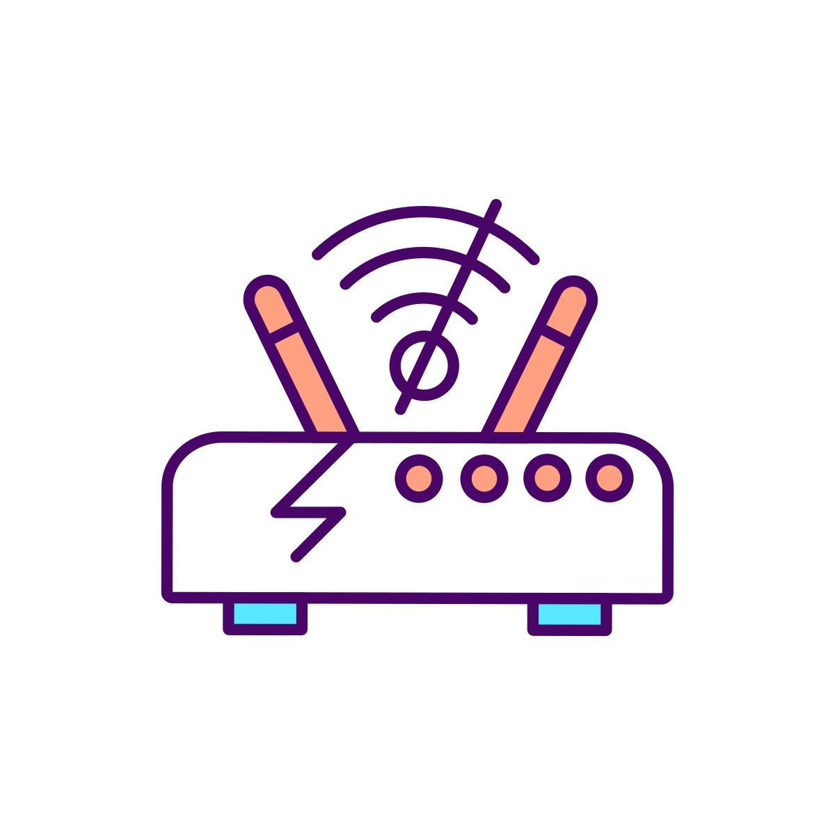 wifi router with lost signal icon