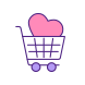 Pink Heart Shape In Shopping Cart icon