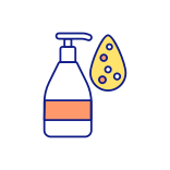 external Bottle-With-A-Drop-Of-Liquid-microplastics-filled-color-icons-papa-vector icon