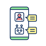 external Chatbot-Assistance-business-process-and-banking-automation-filled-color-icons-papa-vector icon