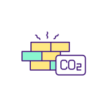 external Construction-Material-And-Carbon-Dioxide-net-zero-filled-color-icons-papa-vector icon