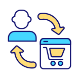 external Customer-And-Store-Website-online-shop-management-filled-color-icons-papa-vector icon