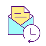external Delay-Letter-Sending-customer-engagement-filled-color-icons-papa-vector icon