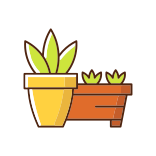 external Flower-Pots-And-Flower-Beds-gardening-store-categories-filled-color-icons-papa-vector icon