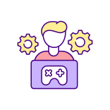 external Game-Mechanics-Designer-video-game-design-filled-color-icons-papa-vector icon