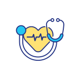 external Heart-Checking-with-Stethoscope-health-program-filled-color-icons-papa-vector icon