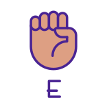 external Letter-E-in-ASL-american-sign-language-filled-color-icons-papa-vector-3 icon