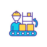 external Manufacture-Automation-warehouse-management-filled-color-icons-papa-vector icon