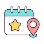 external Mark-Location-Of-Event-corporate-events-filled-color-icons-papa-vector icon