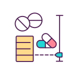 external Measuring-And-Dispensing-Drugs-clinical-trials-filled-color-icons-papa-vector icon