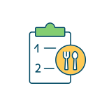 external Menu-Planning-In-Restaurant-hospitality-management-filled-color-icons-papa-vector icon