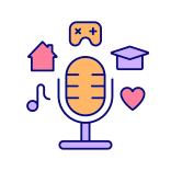 external Podcast-Topic-streaming-filled-color-icons-papa-vector icon