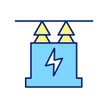 external Power-Transformer-Blue-And-Yellow-power-purchase-agreement-filled-color-icons-papa-vector icon