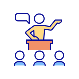 external Public-Speaking-Skills-business-communication-filled-color-icons-papa-vector icon