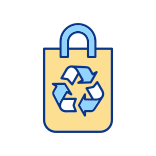 external Recyclable-Bag-For-Retail-circular-economy-filled-color-icons-papa-vector icon