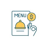 external Restaurant-Menu-With-Prices-hospitality-management-filled-color-icons-papa-vector icon