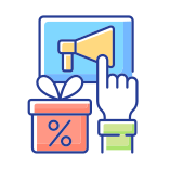 external Sharing-Post-To-Get-Discount-loyalty-program-filled-color-icons-papa-vector icon