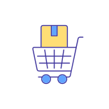 external Shopping-Cart-With-Box-supply-chain-management-filled-color-icons-papa-vector icon