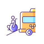 external Wheelchair-Van-taxi-service-filled-color-icons-papa-vector icon
