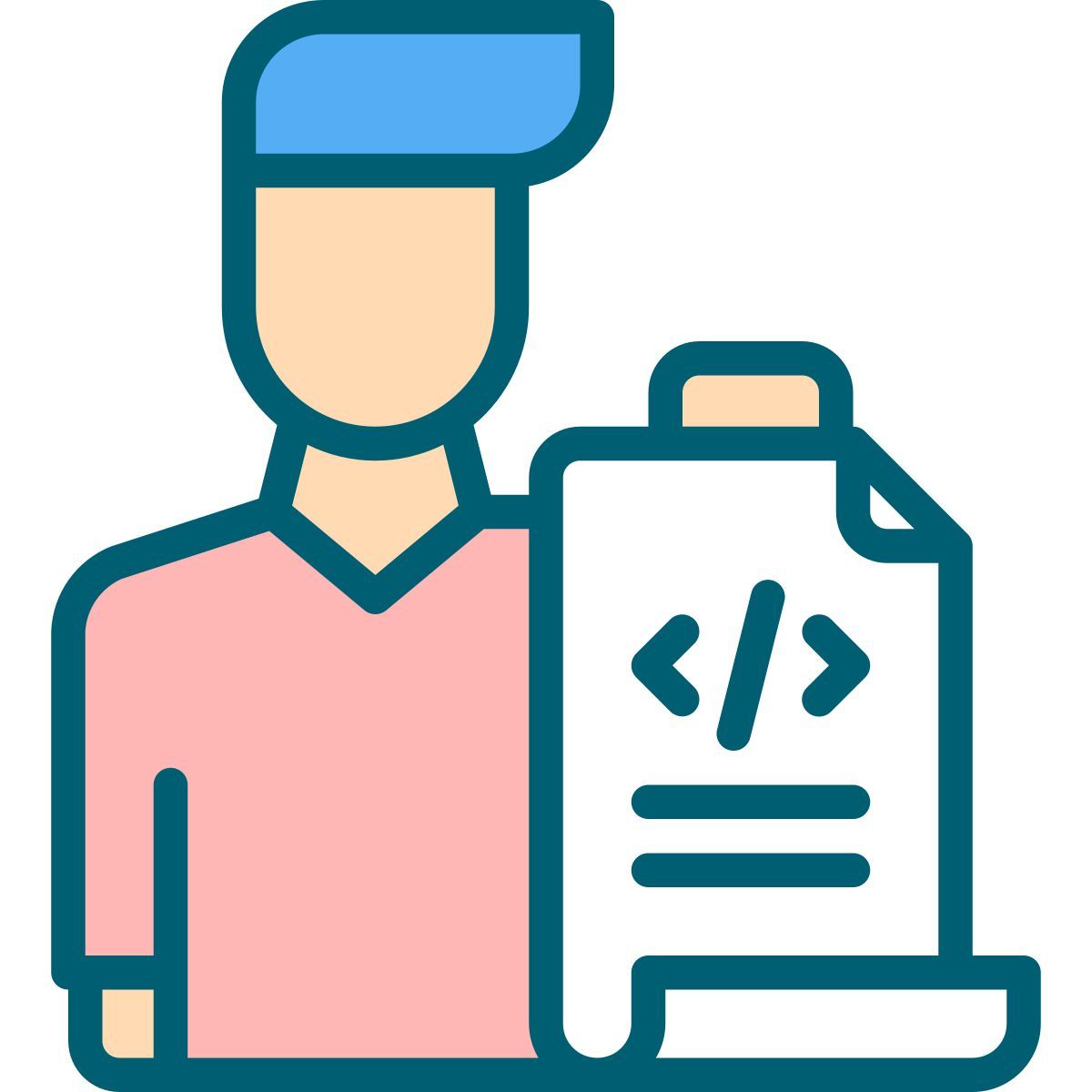 programmer holding file with code icon