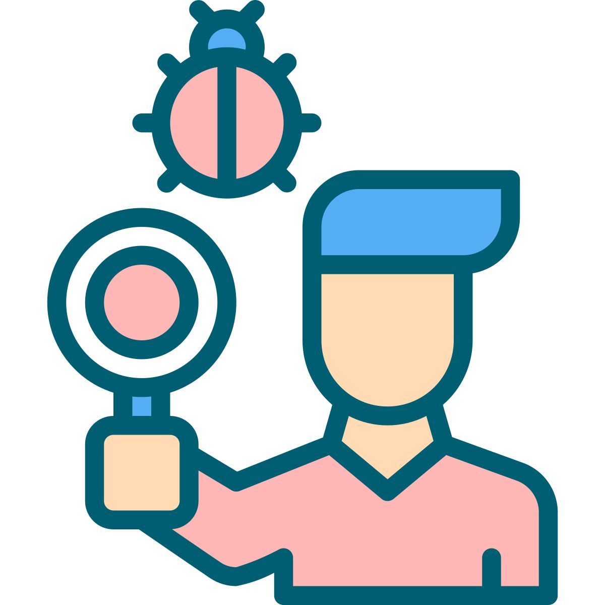 programmer searching bugs icon