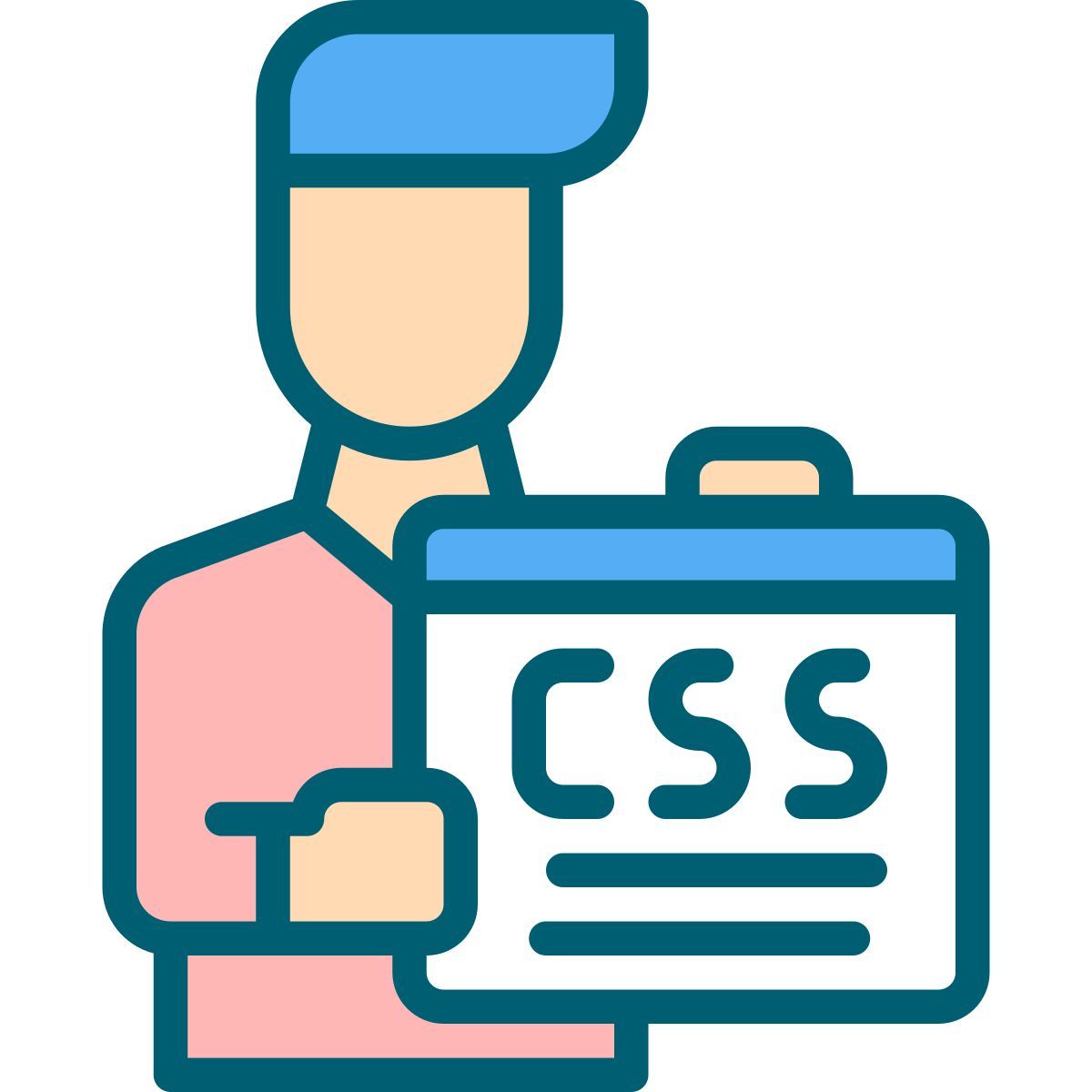programmer with css file icon