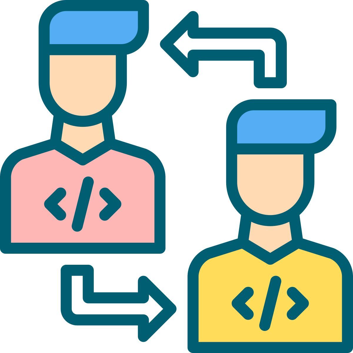 programmers exchanging experience icon