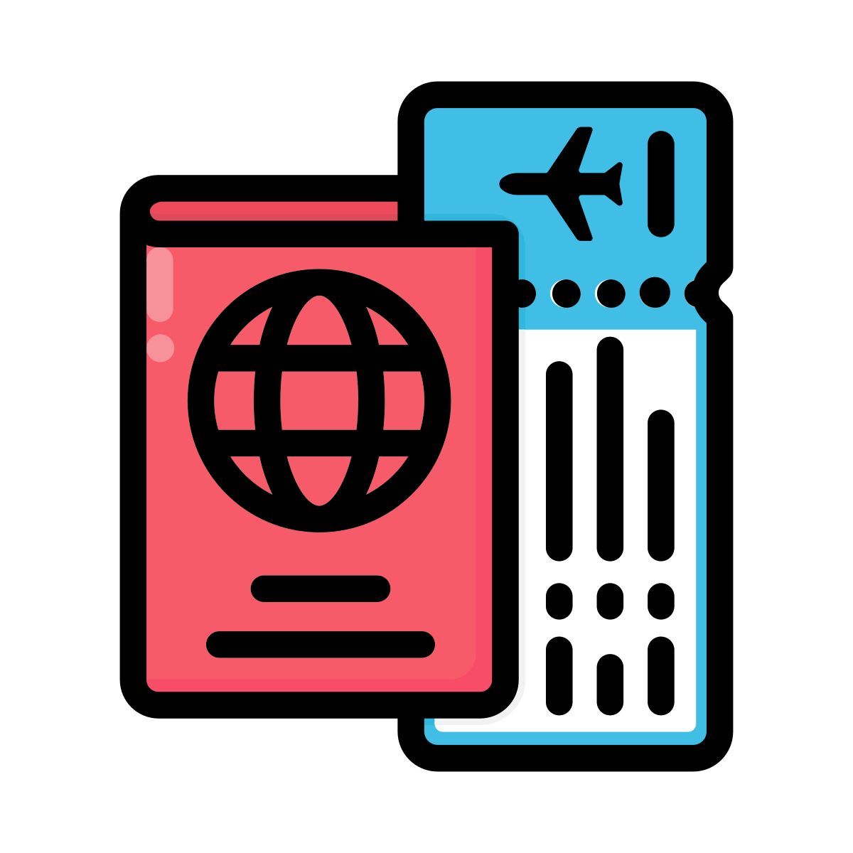 reisepass und ticket icon