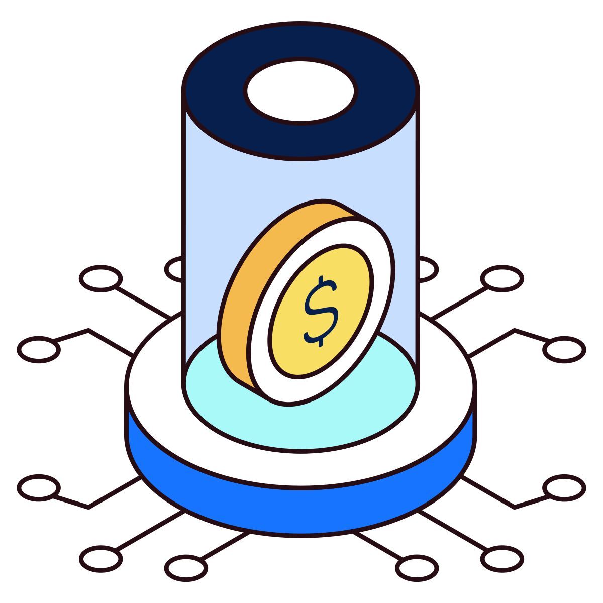 digital safe money icon
