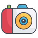 external Camera-communication-filled-outline-design-circle icon