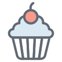 external Cupcake-fast-food-and-drinks-filled-outline-design-circle icon