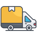 external Parcel-Van-transpotation-filled-outline-design-circle icon