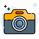 external camera-camping-filled-outline-design-circle icon