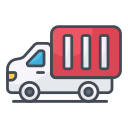 external container-Truck-transpotation-filled-outline-design-circle icon