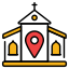 external-Church-Location-map-and-navigation-filled-outline-design-circle