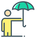 external Person-Holding-Umbrella-corporate-development-filled-outline-perfect-kalash icon