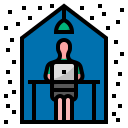 external particulate-work-from-home-filled-outline-wichaiwi icon