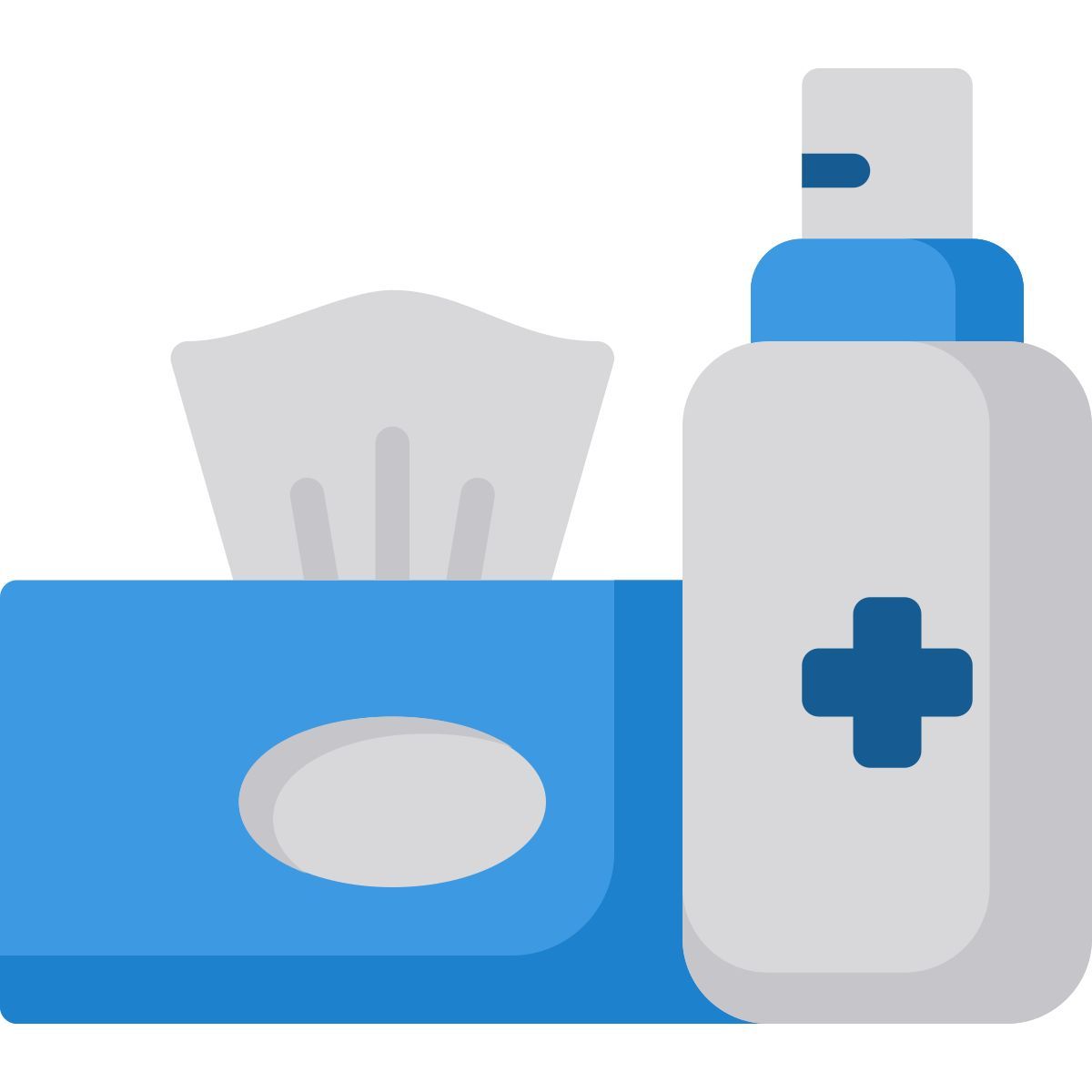 hand sanitizer and tissues icon