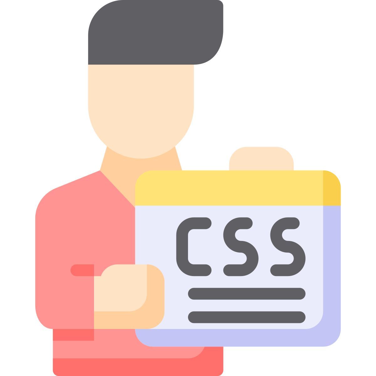 programmer holding css file icon