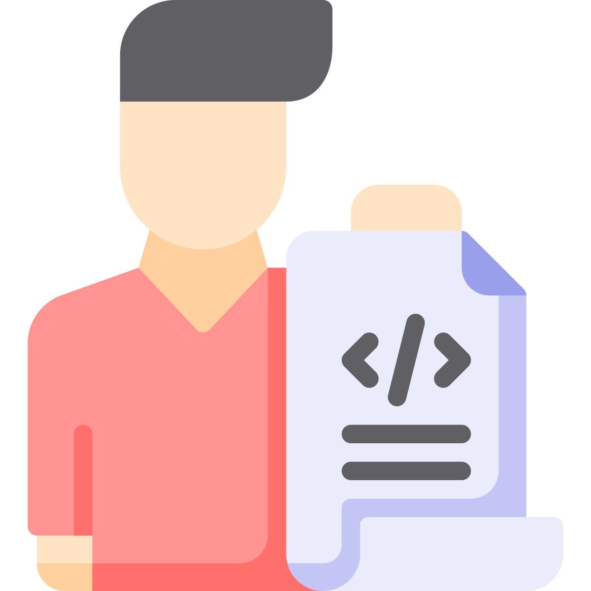 programmer holding file with code icon