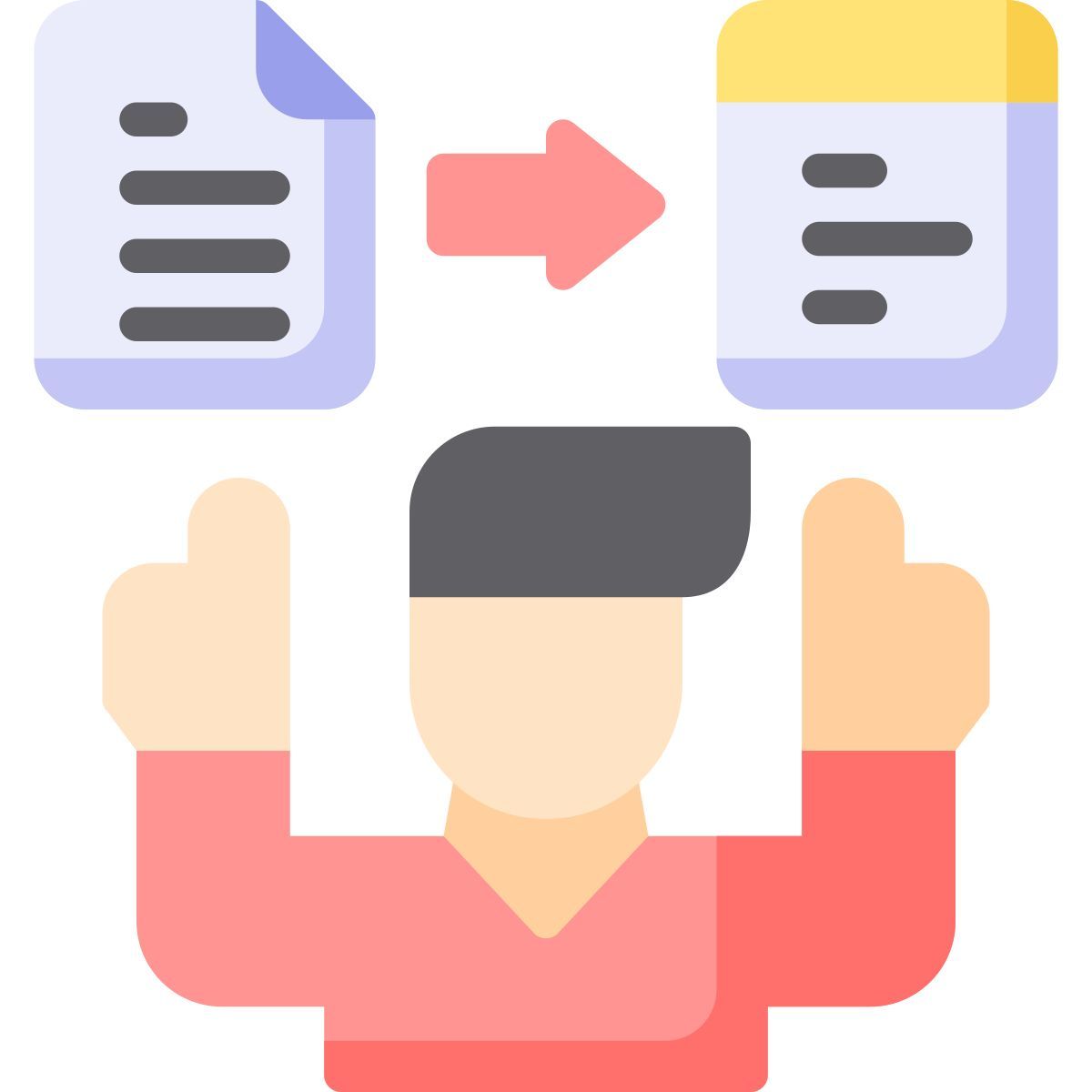 programmer pointing to files icon