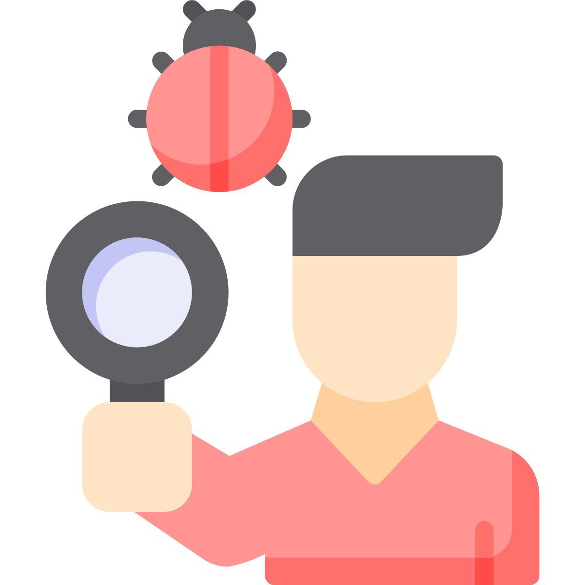 programmer searching bugs icon