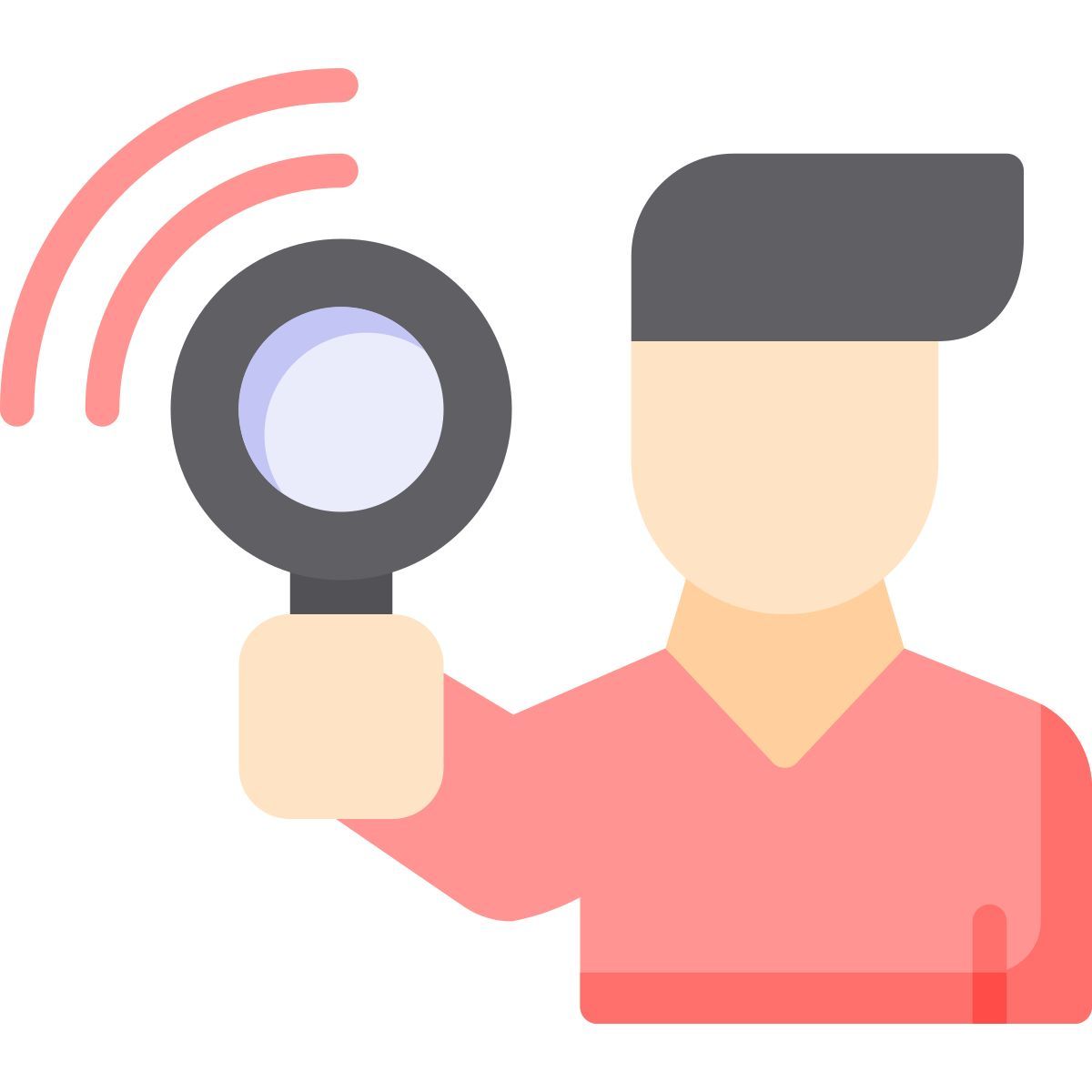 programmer with magnifier icon