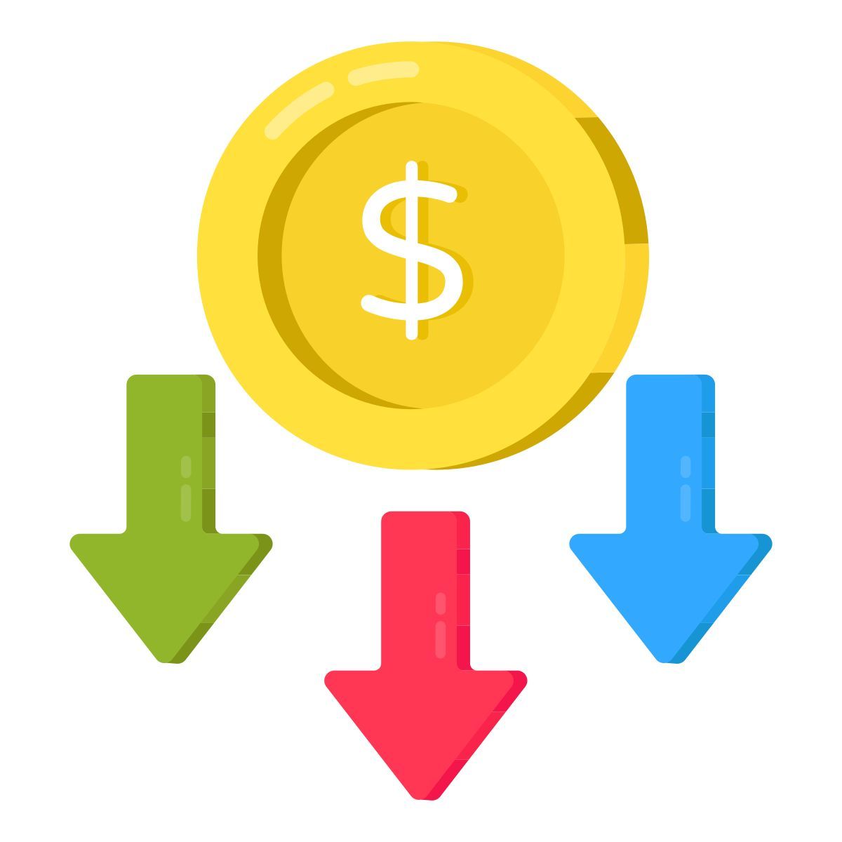 dollar rate decrease icon