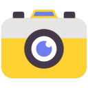 external Camera-party-flat-design-circle icon