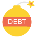 external Debt-Bomb-finance-flat-design-circle icon