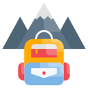 external backpack-camping-flat-design-circle icon